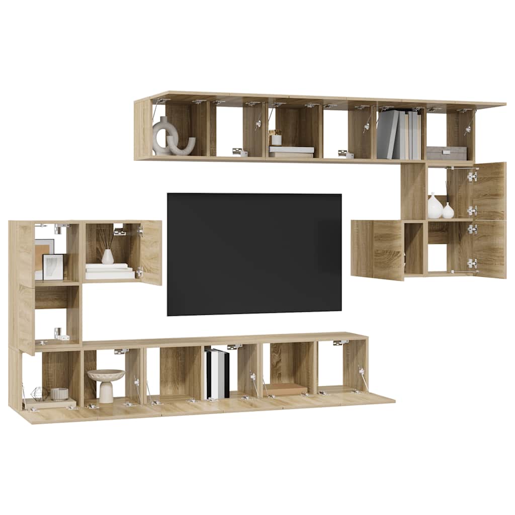Set di Mobili Porta TV 10 pz Rovere Sonoma in Legno Multistrato