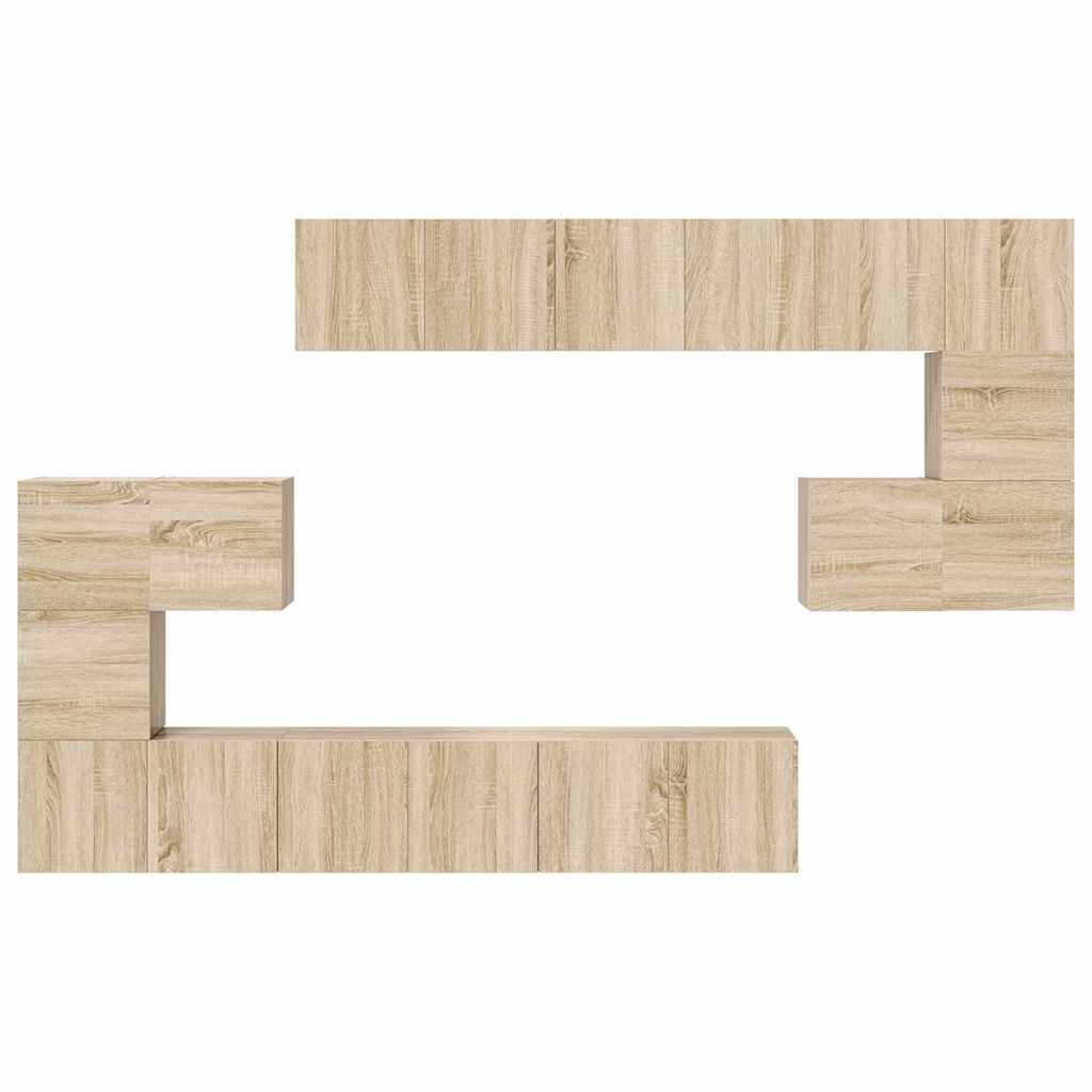 Set di Mobili Porta TV 10 pz Rovere Sonoma in Legno Multistrato