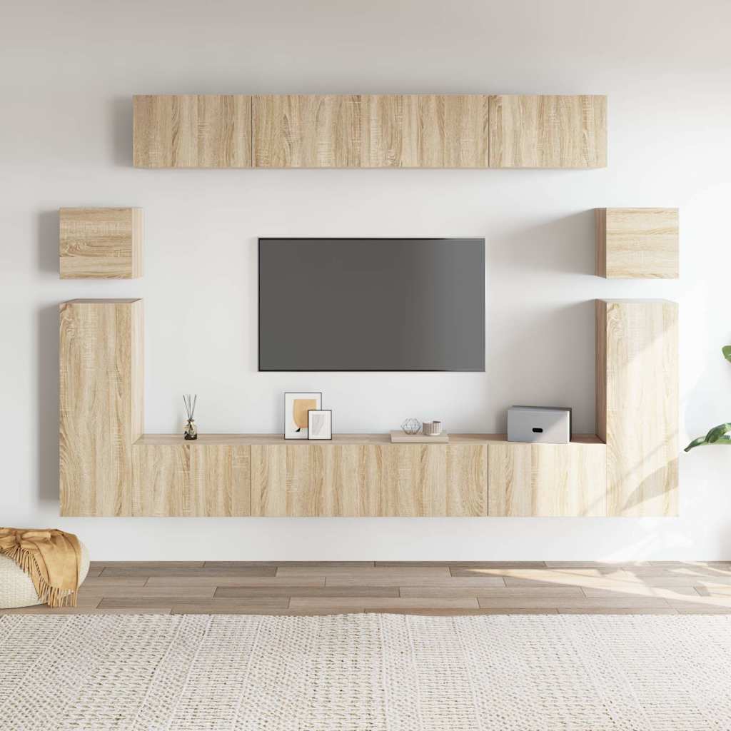 Set Mobili Porta TV 8pz Rovere Sonoma in Legno Multistrato - homemem39