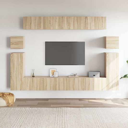 Set Mobili Porta TV 8pz Rovere Sonoma in Legno Multistrato - homemem39