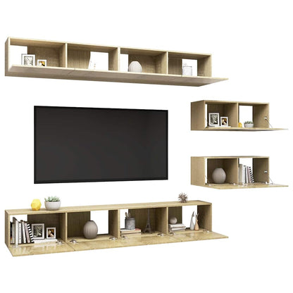 Set di Mobili Porta TV 6 pz Rovere Sonoma in Legno Multistrato - homemem39
