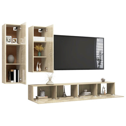 Set di Mobili TV 4 pz Rovere Sonoma in Legno Multistrato