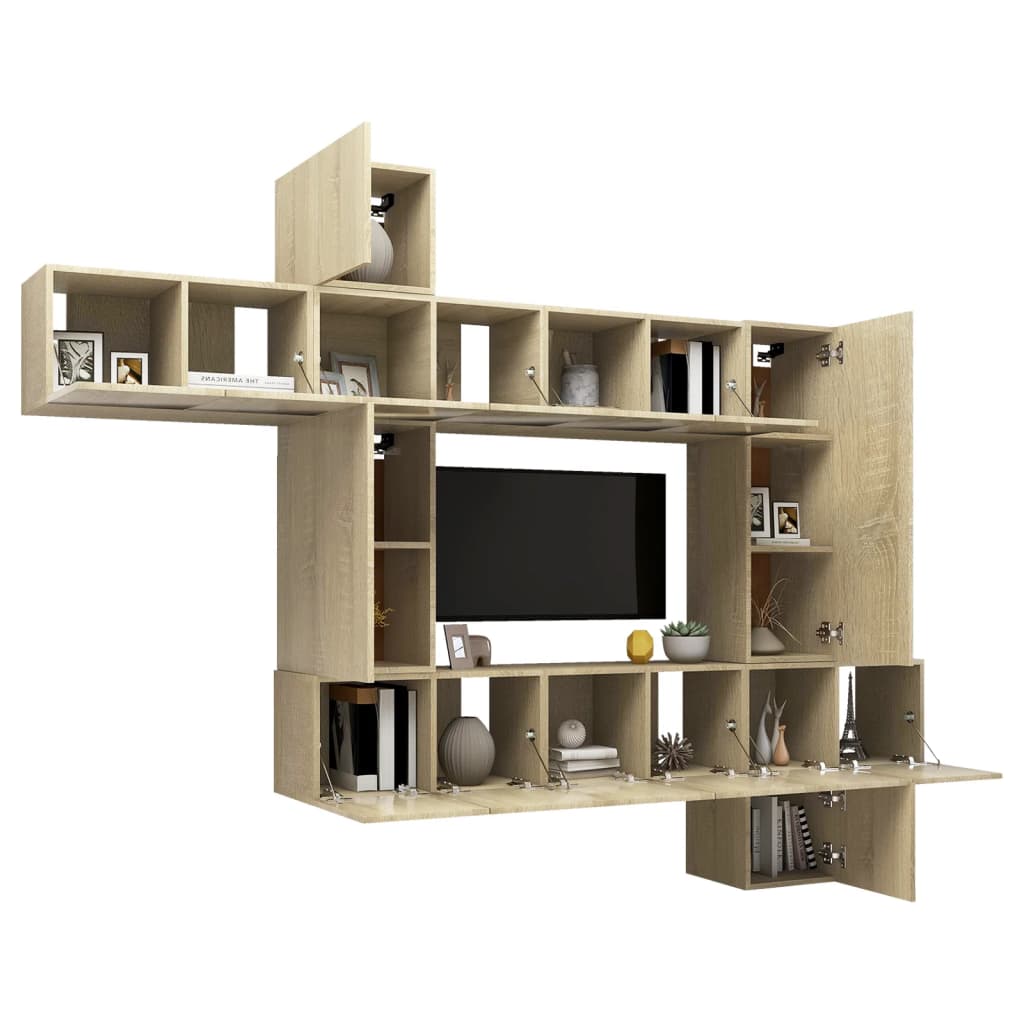 Set di Mobili TV 10 pz Rovere Sonoma in Legno Multistrato