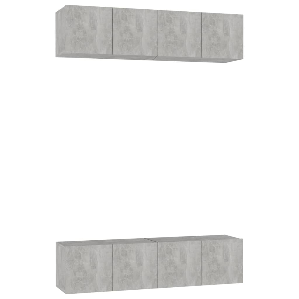 Mobili TV 4 pz Grigio Cemento 60x30x30 cm in Legno Multistrato - homemem39