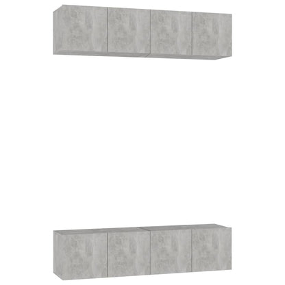 Mobili TV 4 pz Grigio Cemento 60x30x30 cm in Legno Multistrato - homemem39