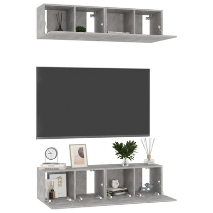 Mobili TV 4 pz Grigio Cemento 60x30x30 cm in Legno Multistrato - homemem39