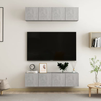 Mobili TV 4 pz Grigio Cemento 60x30x30 cm in Legno Multistrato - homemem39
