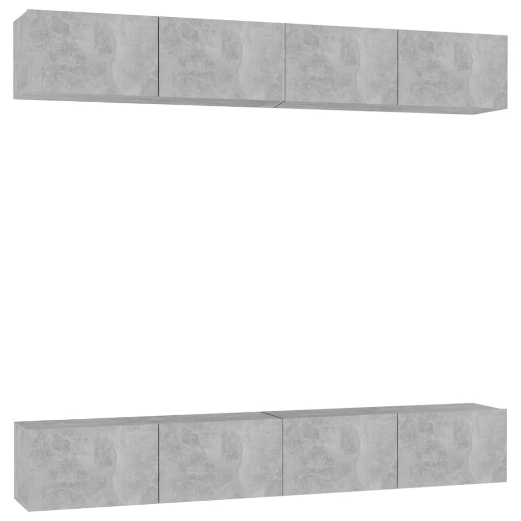 Mobili TV 4 pz Grigio Cemento 100x30x30 cm in Legno Multistrato - homemem39