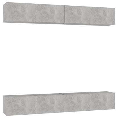 Mobili TV 4 pz Grigio Cemento 100x30x30 cm in Legno Multistrato - homemem39