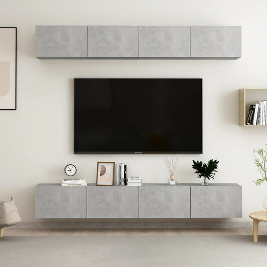 Mobili TV 4 pz Grigio Cemento 100x30x30 cm in Legno Multistrato - homemem39