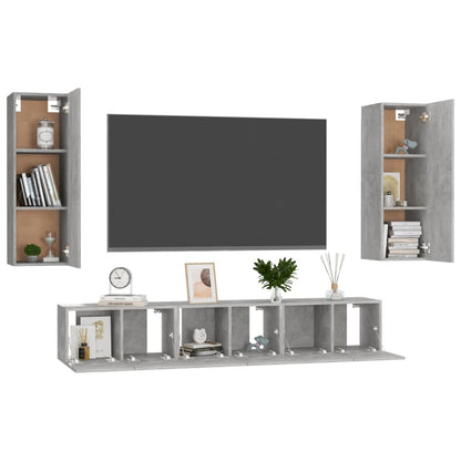 Set di Mobili Porta TV 5 pz Grigio Cemento in Legno Multistrato