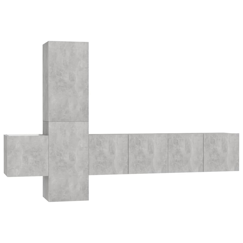 Set di Mobili Porta TV 5 pz Grigio Cemento in Legno Multistrato