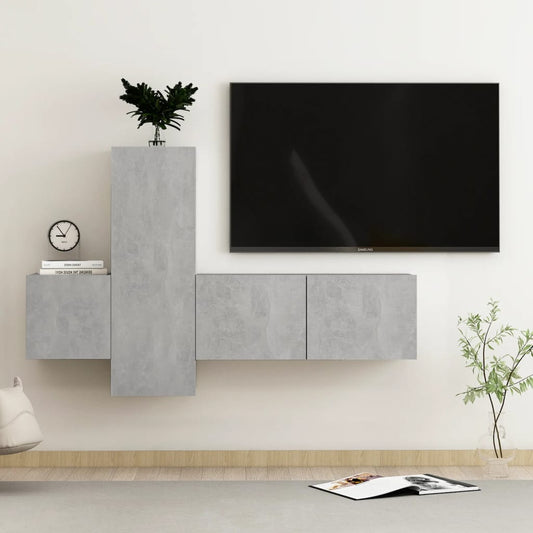 Set di Mobili Porta TV 3 pz Grigio Cemento in Legno Multistrato - homemem39