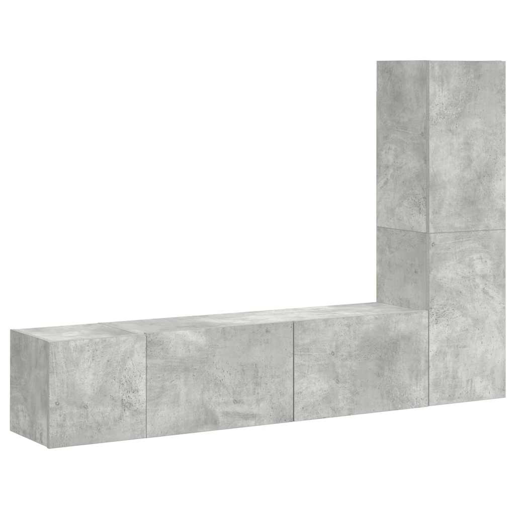 Set di Mobili Porta TV 3 pz Grigio Cemento in Legno Multistrato