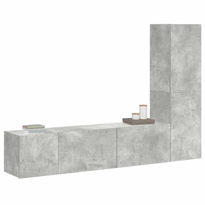 Set di Mobili Porta TV 3 pz Grigio Cemento in Legno Multistrato