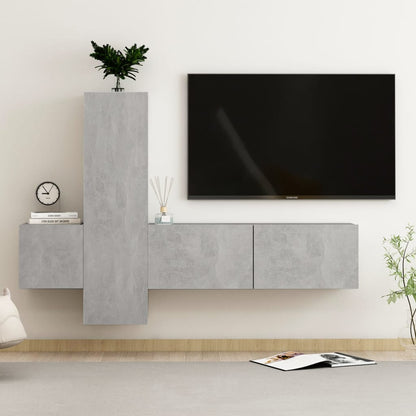 Set di Mobili Porta TV 3 pz Grigio Cemento in Legno Multistrato - homemem39