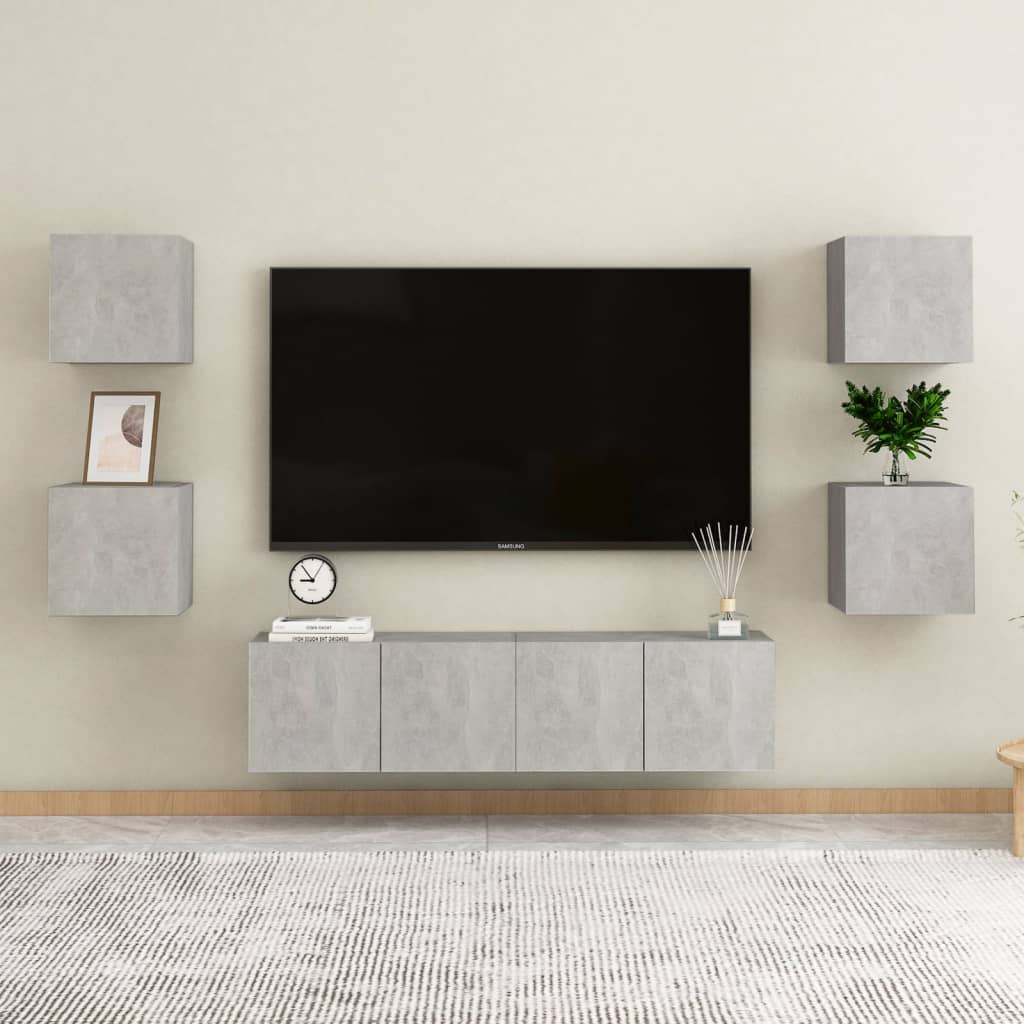 Set di Mobili Porta TV 6 pz Grigio Cemento in Legno Multistrato - homemem39