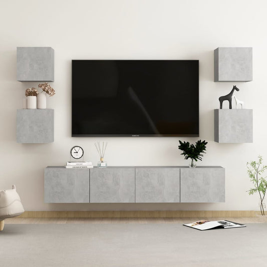 Set di Mobili Porta TV 6 pz Grigio Cemento in Legno Multistrato - homemem39