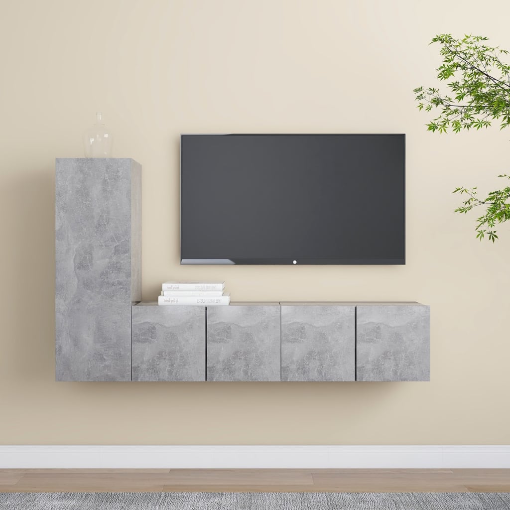 Set di Mobili Porta TV 3 pz Grigio Cemento in Legno Multistrato - homemem39