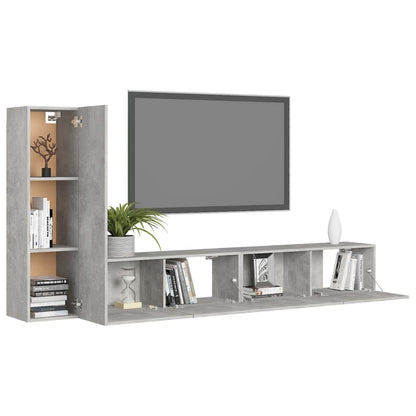 Set di Mobili Porta TV 3 pz Grigio Cemento in Legno Multistrato - homemem39