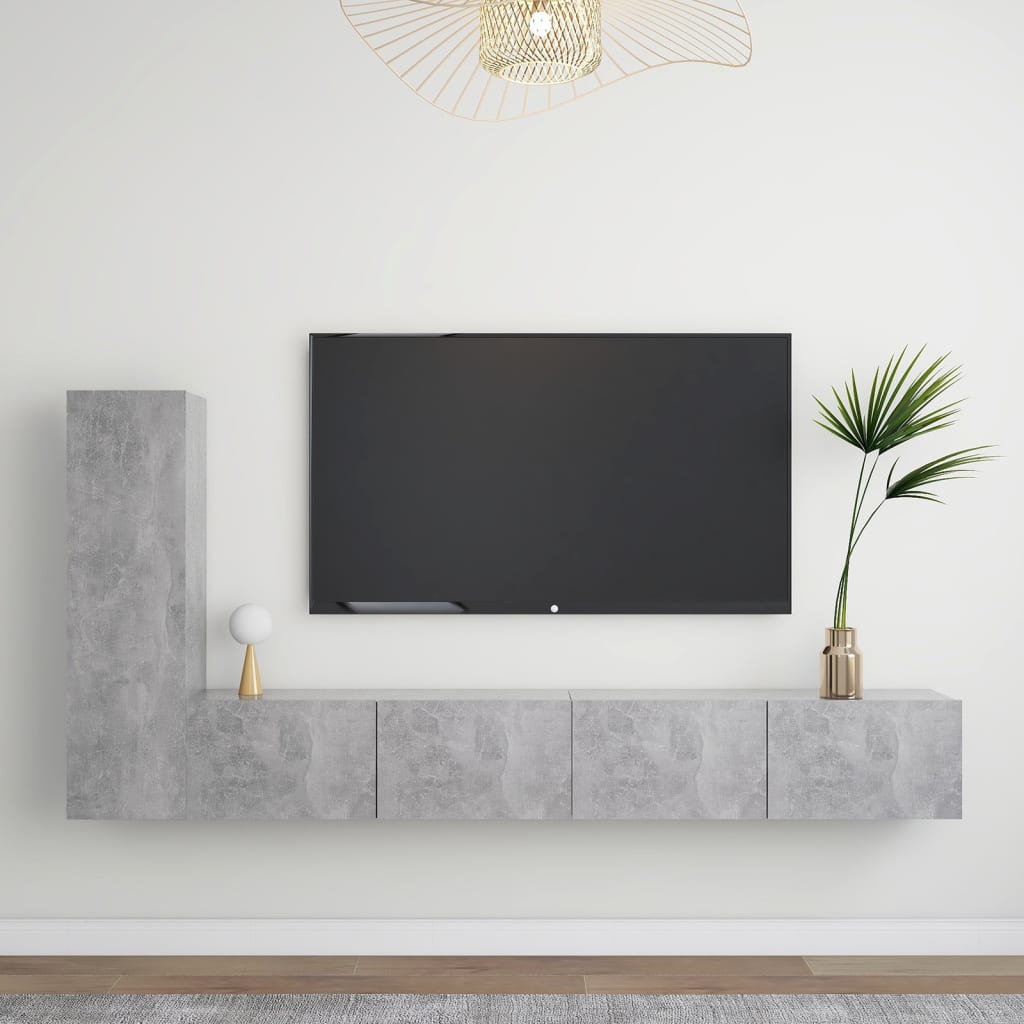 Set di Mobili Porta TV 3 pz Grigio Cemento in Legno Multistrato - homemem39
