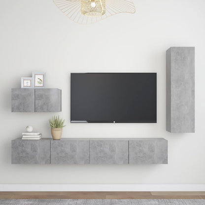 Set di Mobili Porta TV 4 pz Grigio Cemento in Legno Multistrato - homemem39