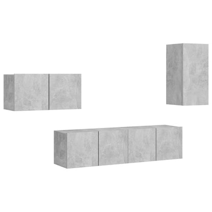 Set di Mobili Porta TV 4 pz Grigio Cemento in Legno Multistrato - homemem39