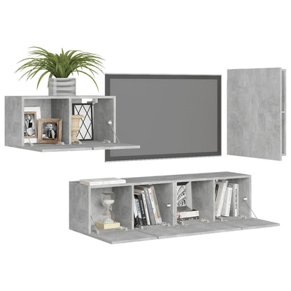Set di Mobili Porta TV 4 pz Grigio Cemento in Legno Multistrato - homemem39