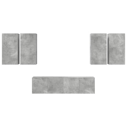 Set di Mobili Porta TV 6 pz Grigio Cemento in Legno Multistrato