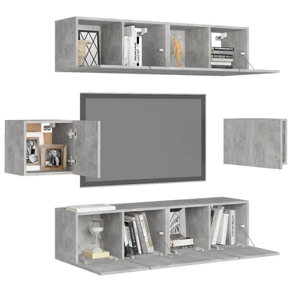 Set di Mobili Porta TV 6 pz Grigio Cemento in Legno Multistrato - homemem39