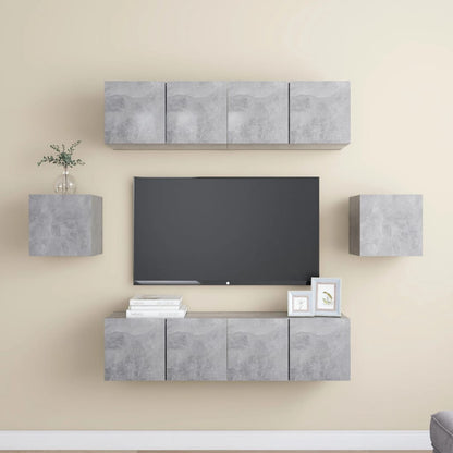 Set di Mobili Porta TV 6 pz Grigio Cemento in Legno Multistrato - homemem39