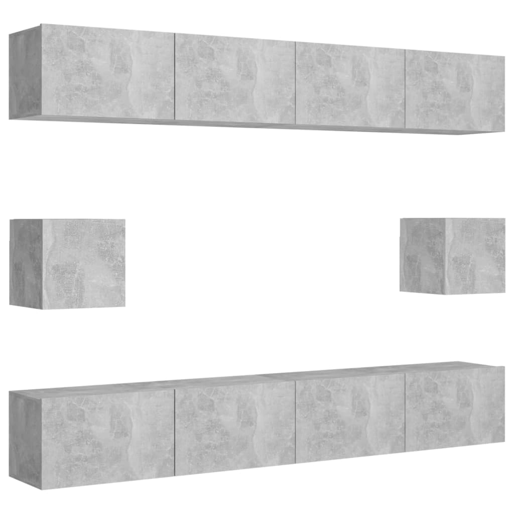Set di Mobili Porta TV 6 pz Grigio Cemento in Legno Multistrato - homemem39