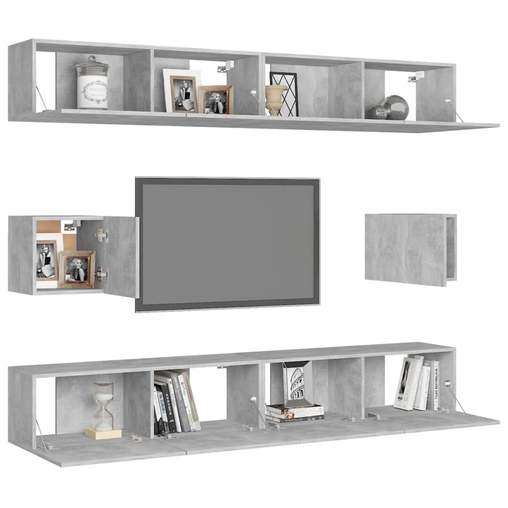Set di Mobili Porta TV 6 pz Grigio Cemento in Legno Multistrato - homemem39