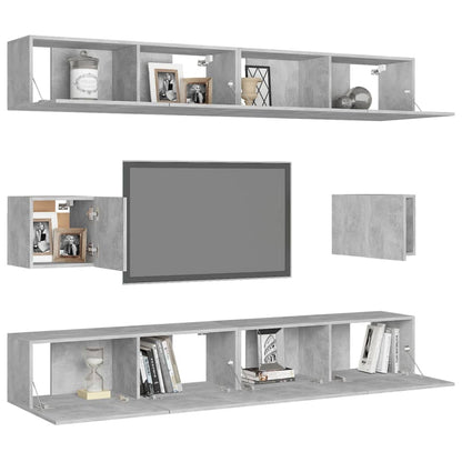 Set di Mobili Porta TV 6 pz Grigio Cemento in Legno Multistrato - homemem39
