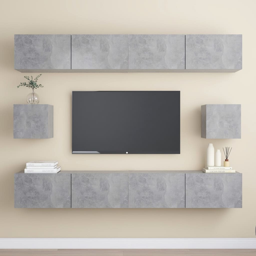 Set di Mobili Porta TV 6 pz Grigio Cemento in Legno Multistrato - homemem39