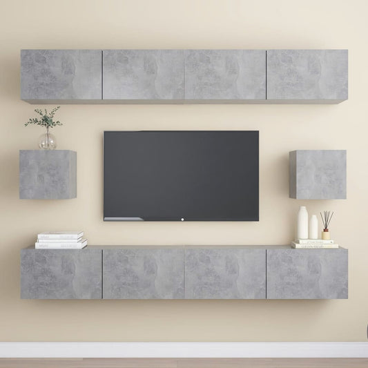 Set di Mobili Porta TV 6 pz Grigio Cemento in Legno Multistrato - homemem39