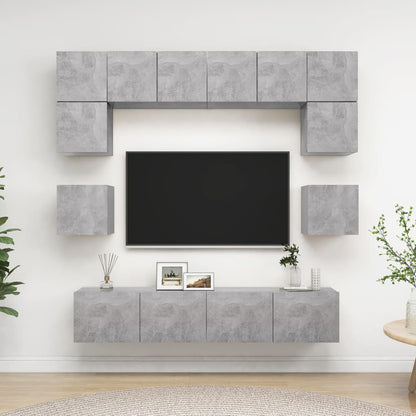 Set di Mobili Porta TV 8 pz Grigio Cemento in Legno Multistrato - homemem39