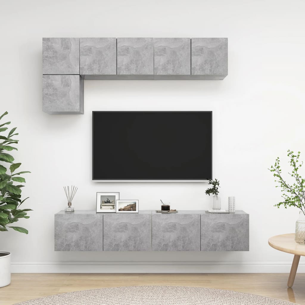 Set di Mobili Porta TV 5 pz Grigio Cemento in Legno Multistrato - homemem39