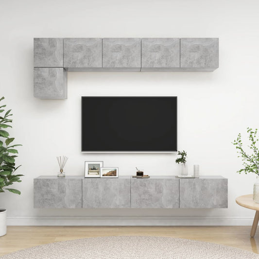 Set di Mobili Porta TV 5 pz Grigio Cemento in Legno Multistrato - homemem39