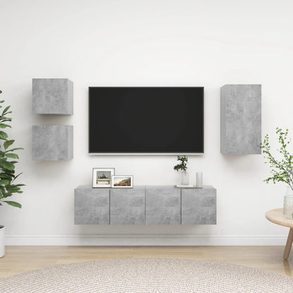 Set di Mobili Porta TV 5 pz Grigio Cemento in Legno Multistrato - homemem39