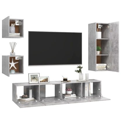 Set di Mobili Porta TV 5 pz Grigio Cemento in Legno Multistrato - homemem39