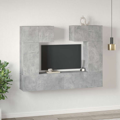 Set di Mobili Porta TV 6 pz Grigio Cemento in Legno Multistrato