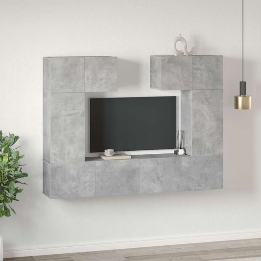 Set di Mobili Porta TV 6 pz Grigio Cemento in Legno Multistrato