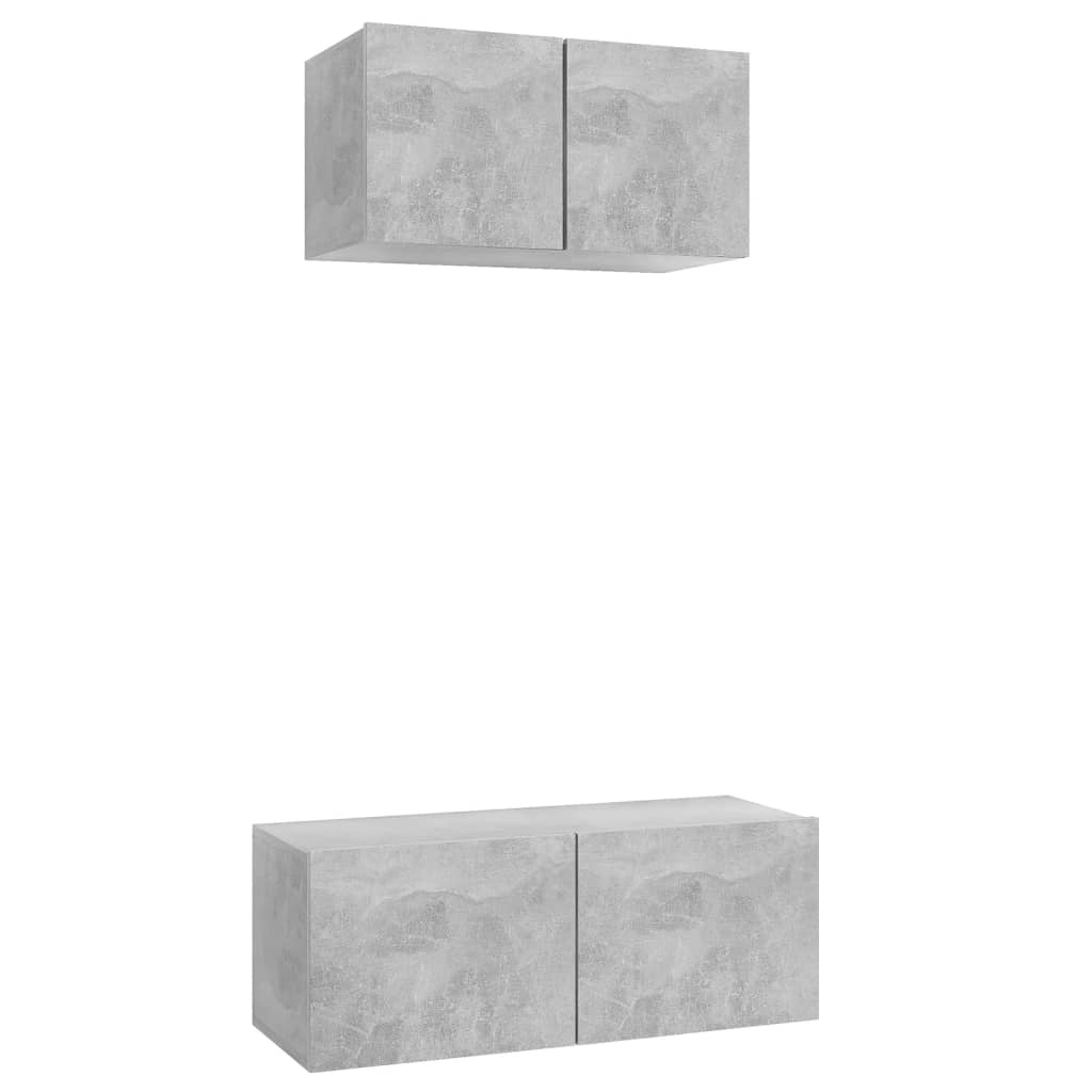 Set di Mobili Porta TV 2 pz Grigio Cemento in Legno Multistrato - homemem39