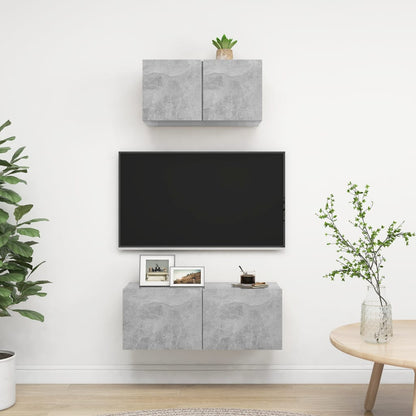 Set di Mobili Porta TV 2 pz Grigio Cemento in Legno Multistrato - homemem39