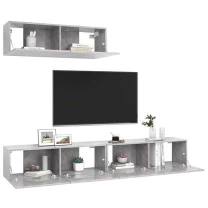 Mobili Porta TV 3 pz Grigio Cemento in Legno Multistrato - homemem39