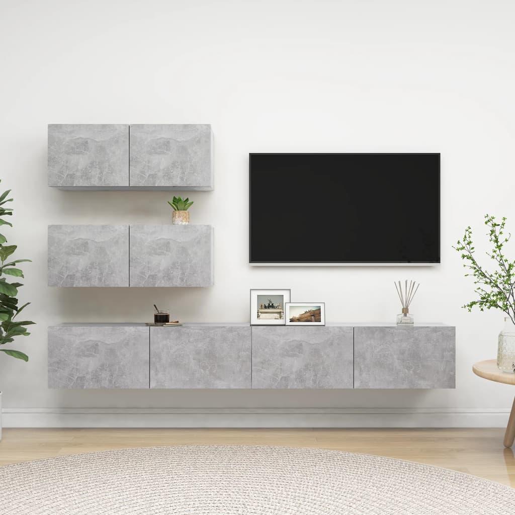 Set di Mobili Porta TV 4 pz Grigio Cemento in Legno Multistrato - homemem39