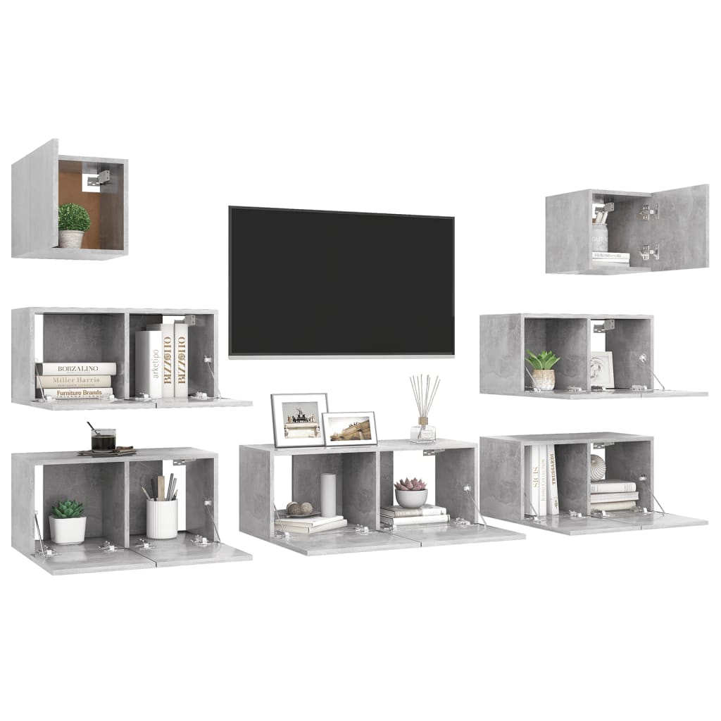 Set di Mobili Porta TV 7 pz Grigio Cemento in Legno Multistrato - homemem39