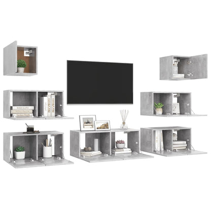 Set di Mobili Porta TV 7 pz Grigio Cemento in Legno Multistrato - homemem39