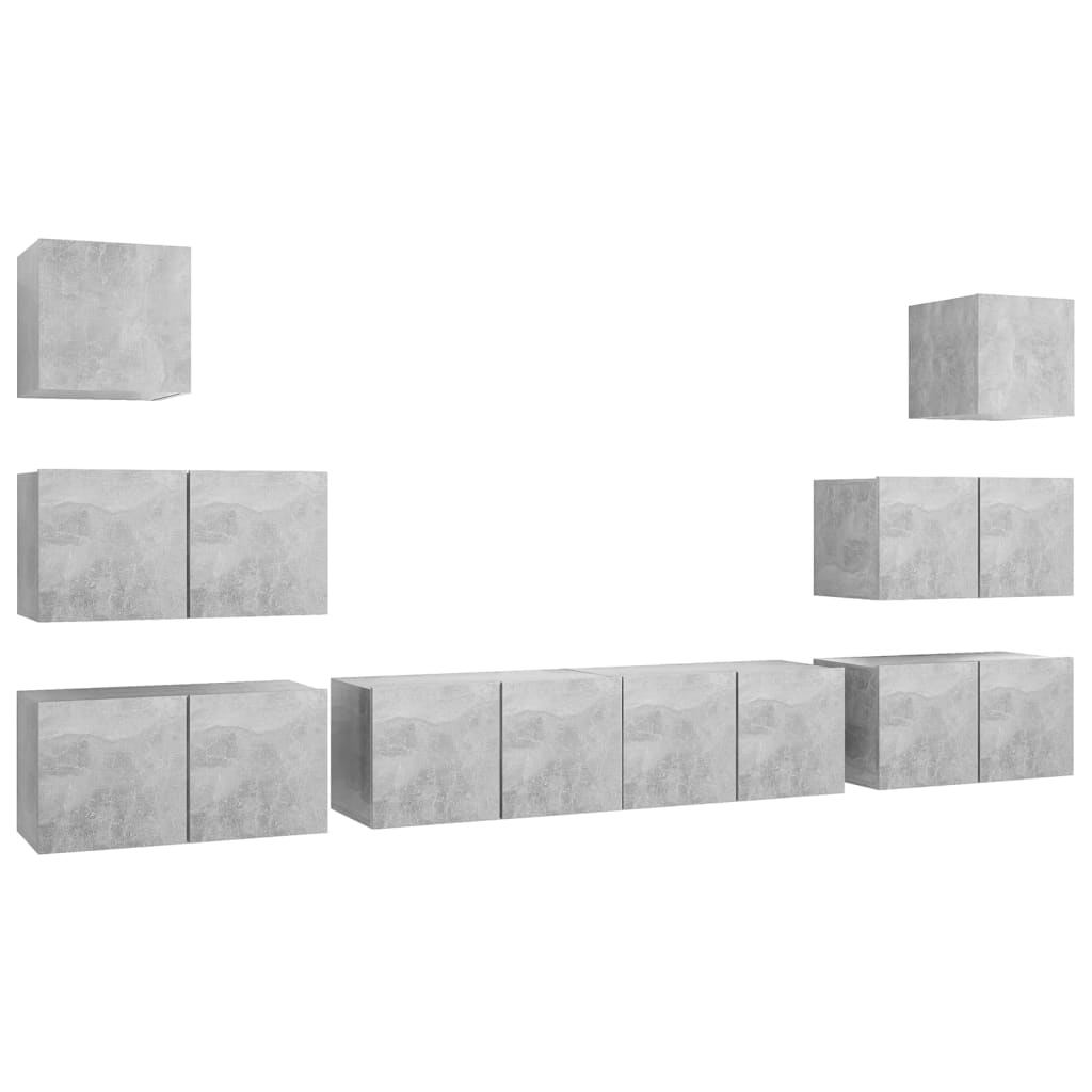 Set di Mobili Porta TV 8 pz Grigio Cemento in Legno Multistrato - homemem39